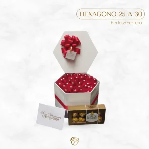 Caja Hexagonal Rosas | Perlas | Choco Ferrero