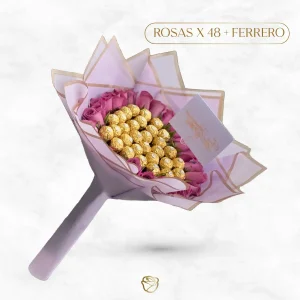 Buchón de 24 Rosas | 24 Chocolates Ferrero | Mediano