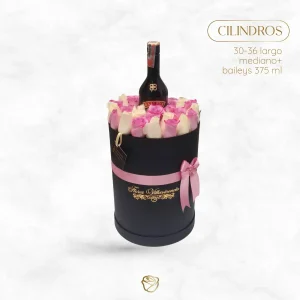 Cilindro Plano Rosas | 30 a 36 Unidades | Baileys | Mediano