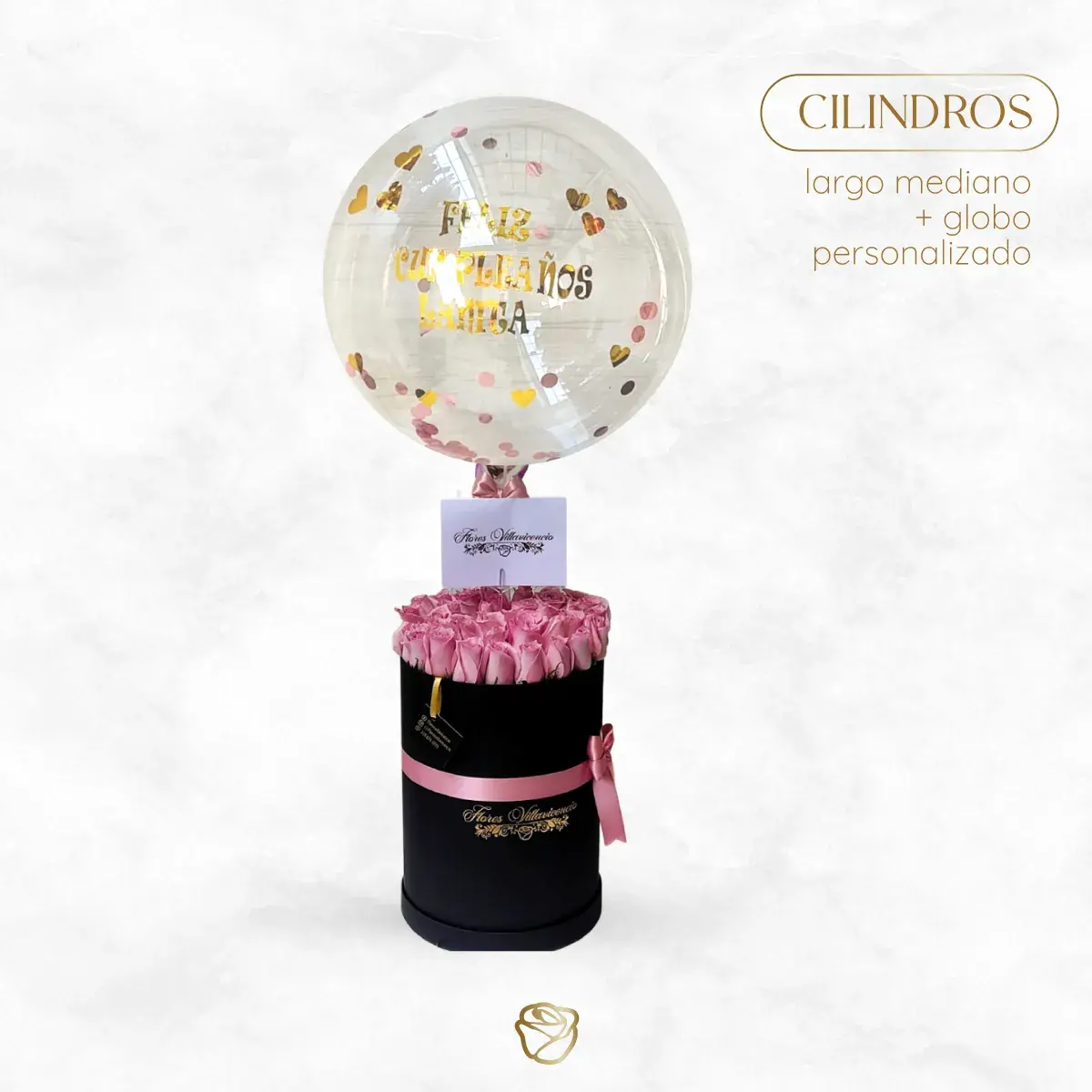 Cilindro Plano Rosas | 30 a 36 Unidades | Globo | Mediano