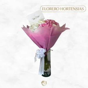 Florero de Vidrio | Hortensias