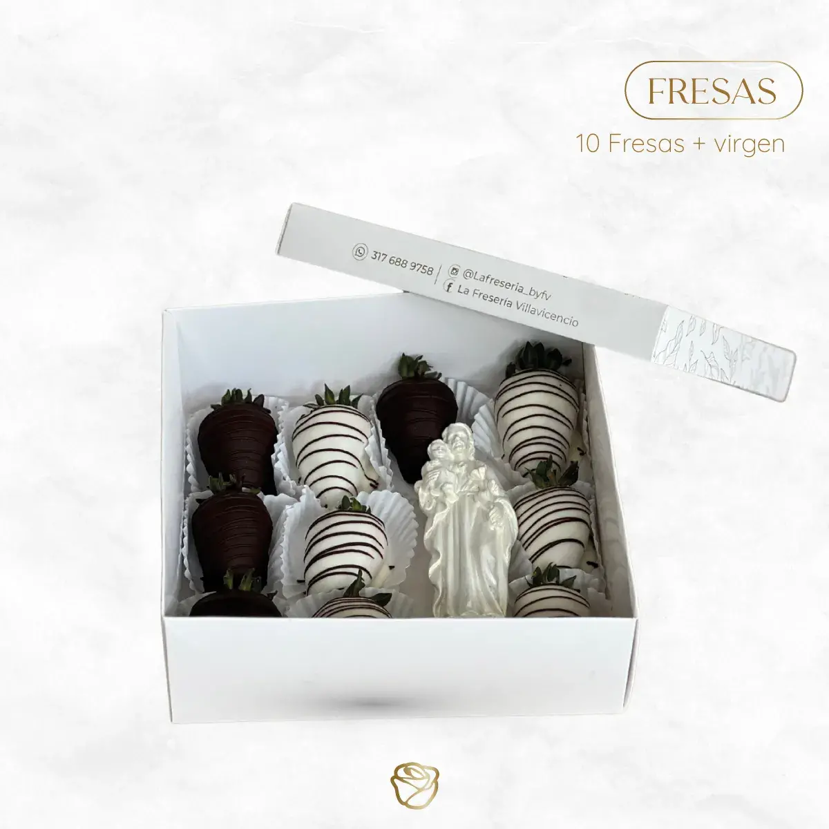 Caja 10 Fresas + Virgen o Cerámica