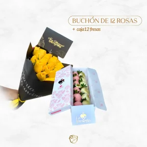 Buchón de 12 Rosas | Caja Pequeña 12 Fresas Chocolatada